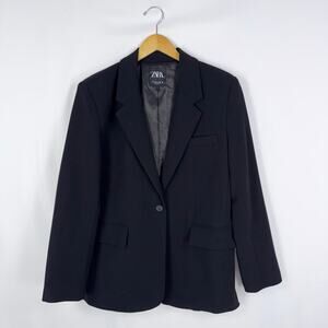 Zara Classic Single Button Front Blazer Women's Medium Black